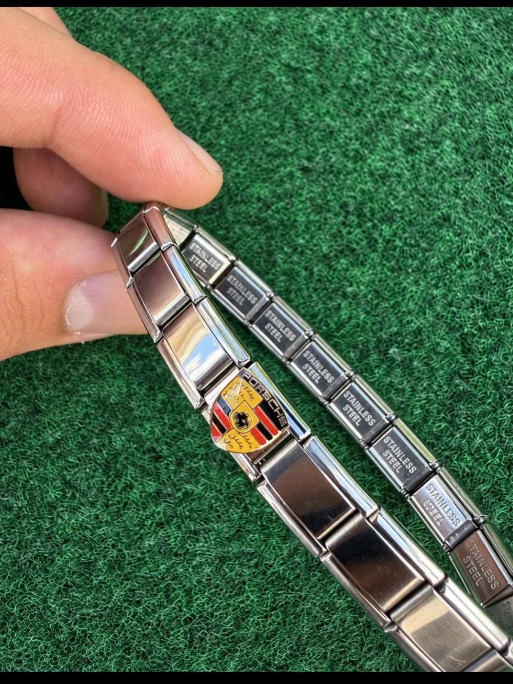 Porsche Crest Italian Charm Bracelet Stainless Steel Racing Motorsport One Size